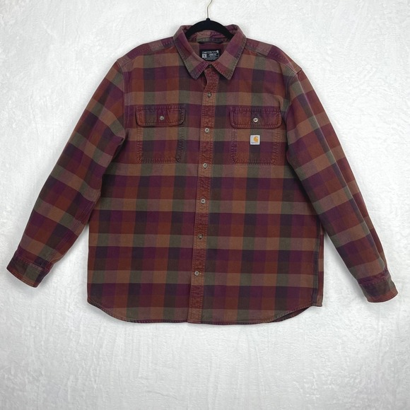 Carhartt Loose Fit Heavyweight Flannel Shirt XL ButtonUp Long Sleeve 105078 Fall - Picture 1 of 16